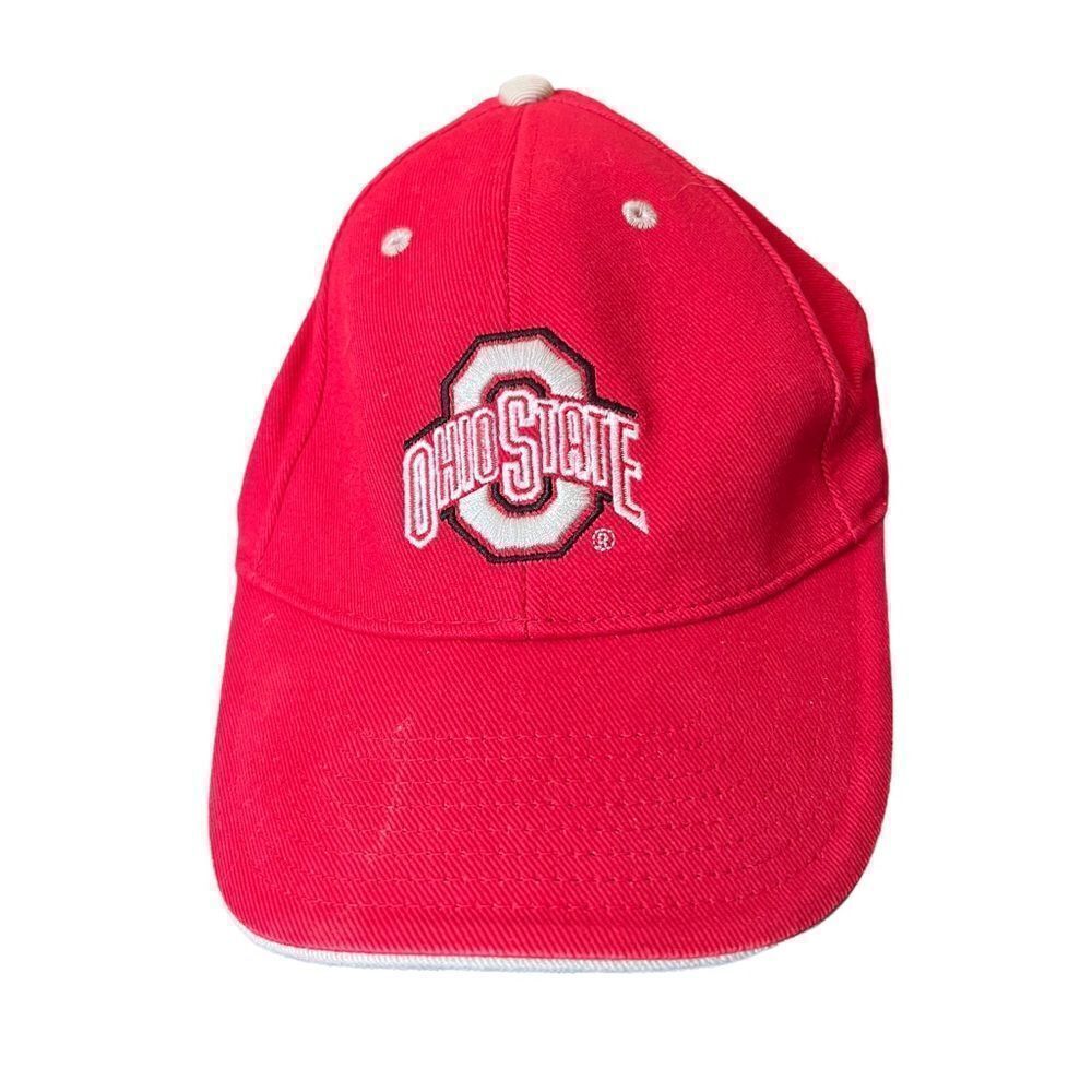 Ohio State Buckeyes red hat with embroidered Block‎ O and school name one size